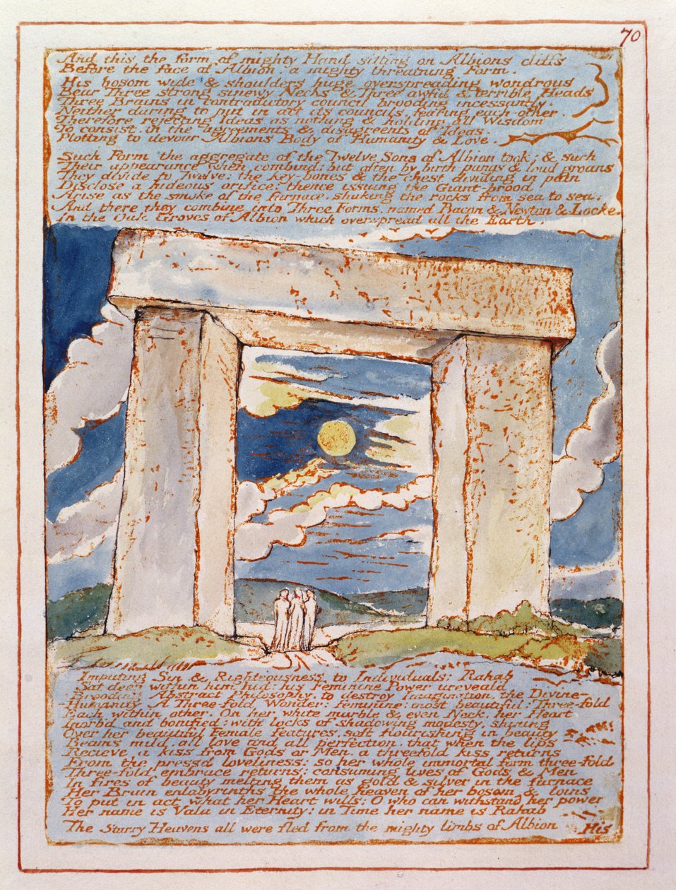 &39;E esta é a Forma da Mão Poderosa ...&39;, ilustração 70 de &39;Jerusalém&39; (Bentley Cópia E) 1804-20 (gravura em relevo com caneta e aquarela sobre papel) de William Blake