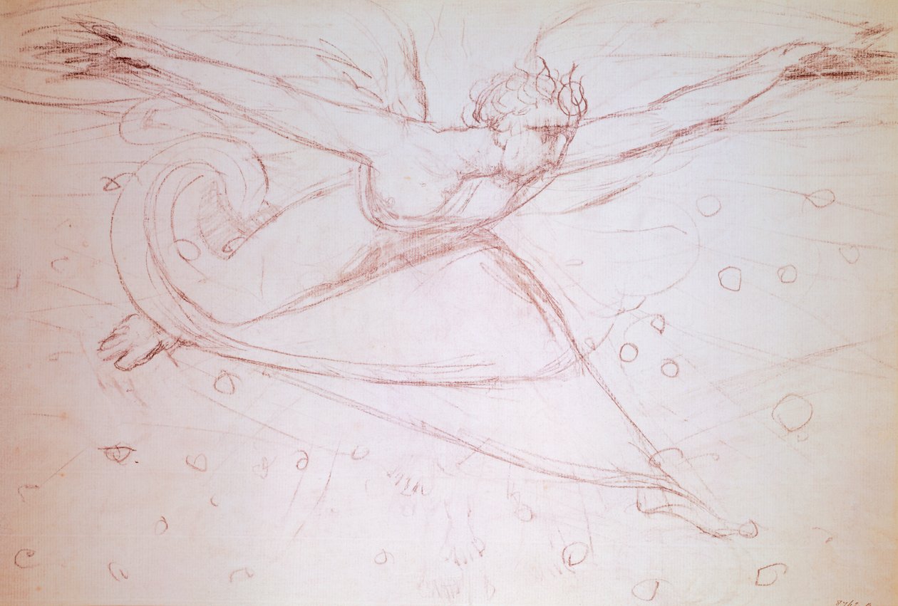Caminhada do anjo, desenho de William Blake (1757-1827) de William Blake