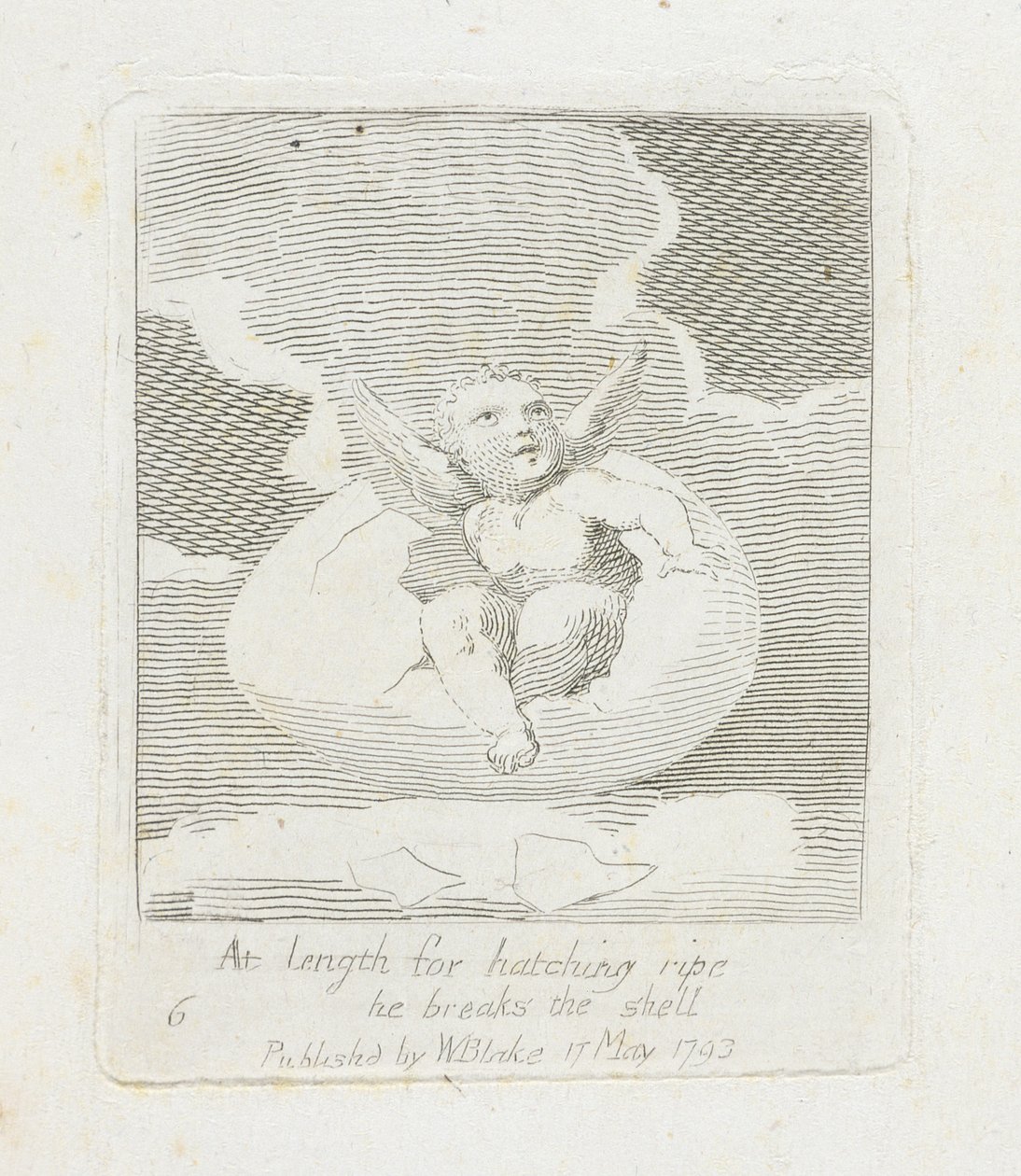No comprimento para chocar maduro ele quebra a casca, placa 8 de &39;para crianças. As portas do paraíso &39;, 1793 de William Blake
