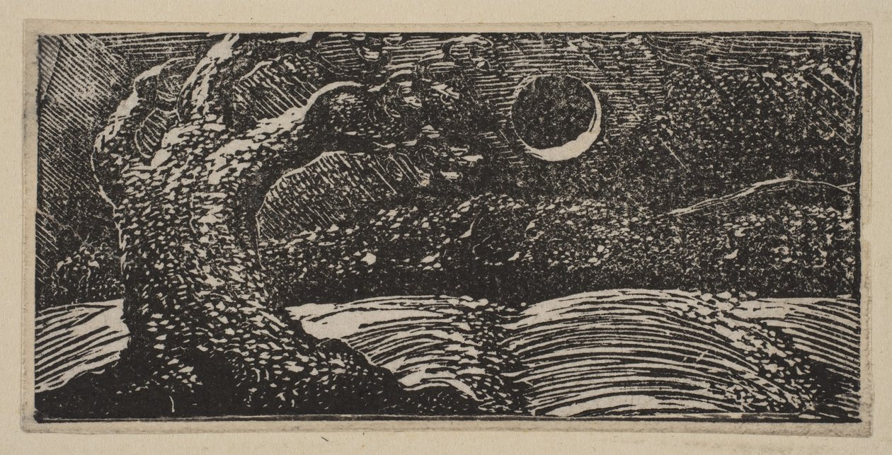 Árvores destruídas e colheitas achatadas, da Pastoral de Thorntons de Virgil, 1821. de William Blake