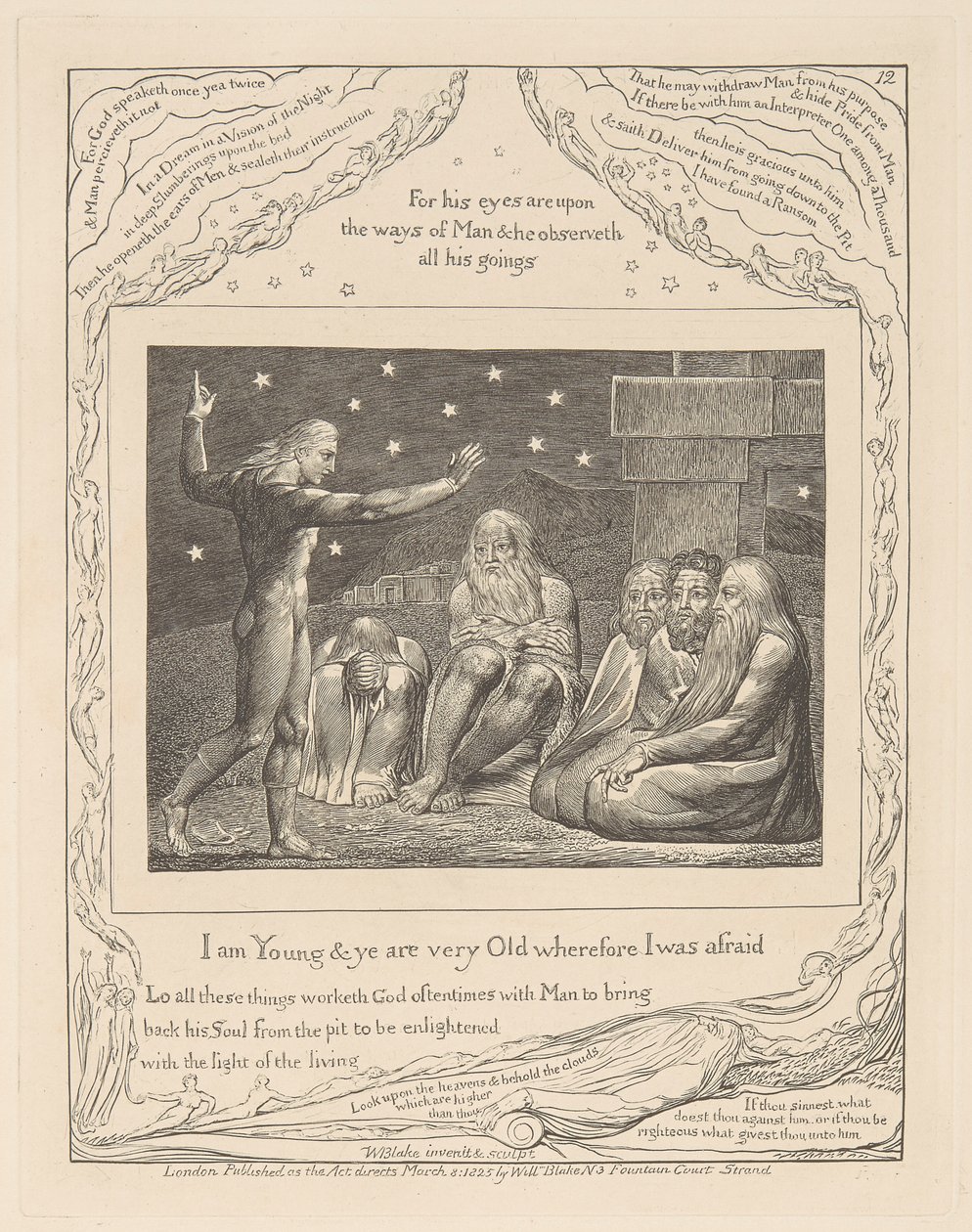 Livro de Jó, Placa 12, A Ira de Elihu de William Blake