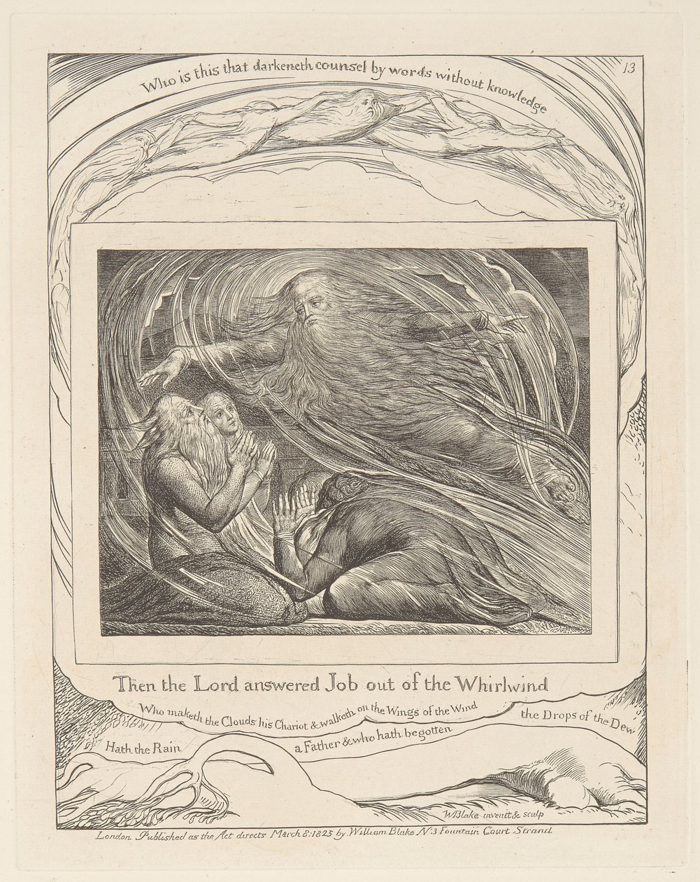 Livro de Jó, Placa 13, O Senhor Respondeu a Jó fora do Turbilhão de William Blake