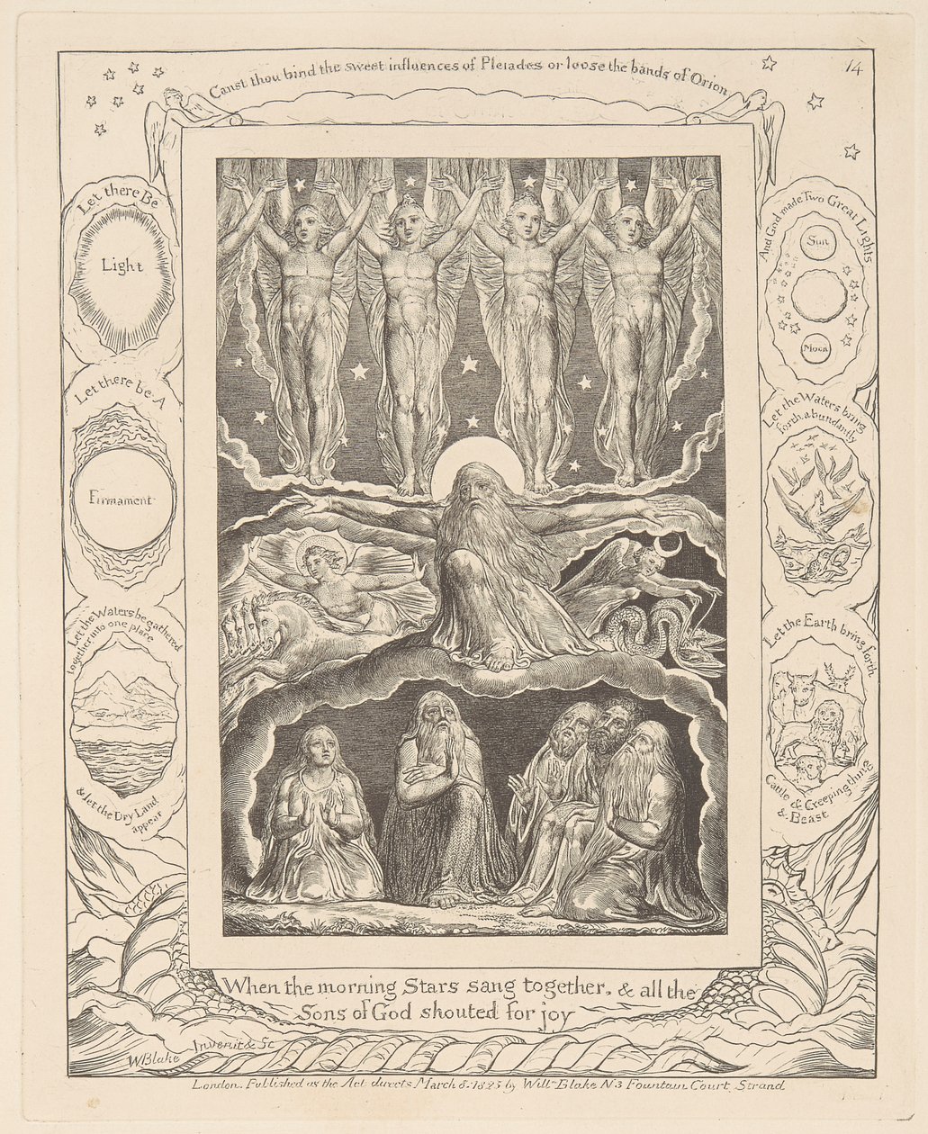 Livro de Job, Prato 14, Quando as Estrelas da Manhã Cantaram Juntas de William Blake
