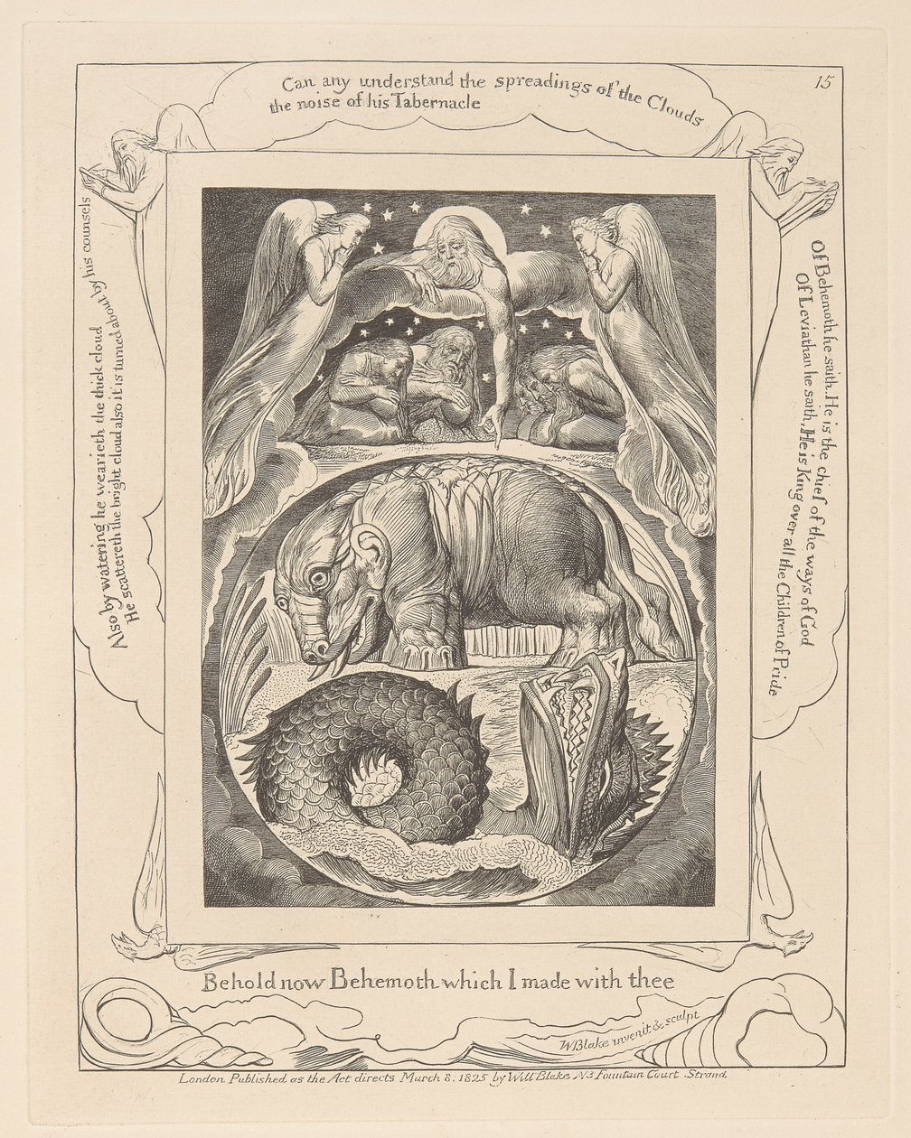 Livro de Jó, Placa 15, Beemote e Leviatã de William Blake
