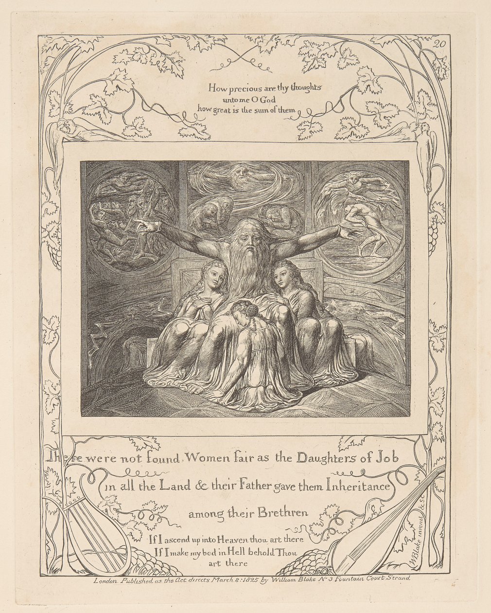 Livro de Jó, Prato 20, Jó e as suas Filhas de William Blake
