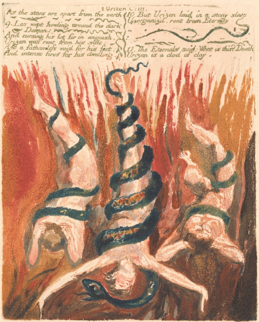 O Primeiro Livro do Urizen, Placa 7, "Como as estrelas estão separadas da terra . . . ." (Bentley 6) de William Blake