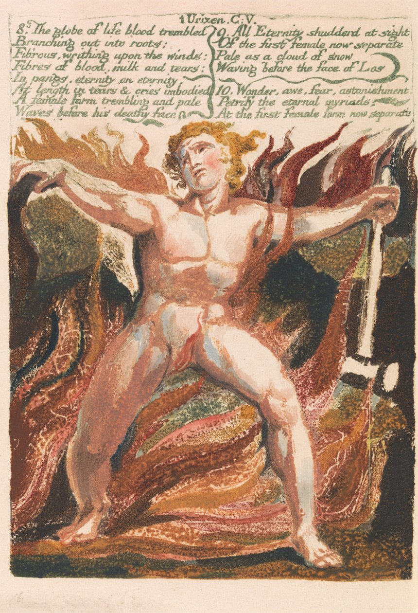 O Primeiro Livro do Urizen, Placa 15, "8. O globo de sangue da vida tremeu..." (Bentley 18) de William Blake