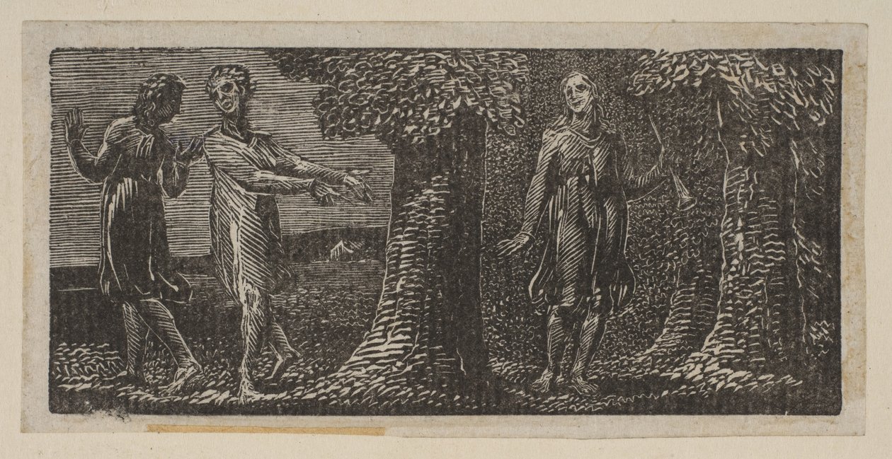 Colinet zombado por dois meninos, de Thorntons Pastorals of Virgil, 1821. de William Blake