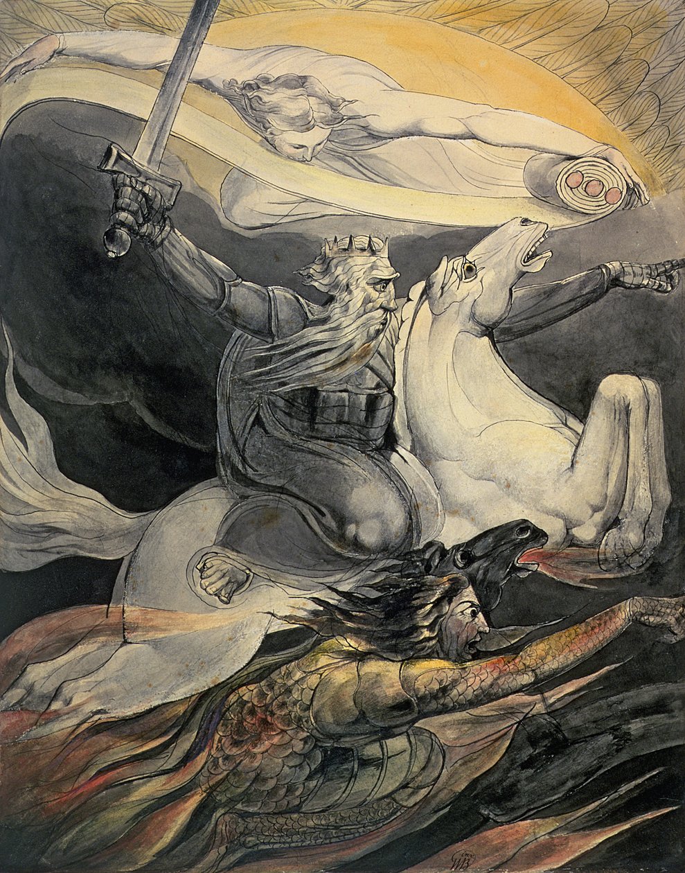 Death on a Pale Horse, c.1800 (tinta e aquarela) de William Blake