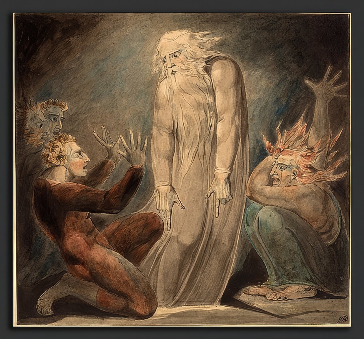 O espírito de Samuel aparece para Saul. Por volta de 1800 de William Blake