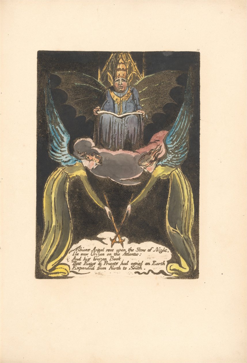 Europa. Uma profecia, ilustração 12, Albions Angel levantou-se. . . . (Bentley 14) de William Blake
