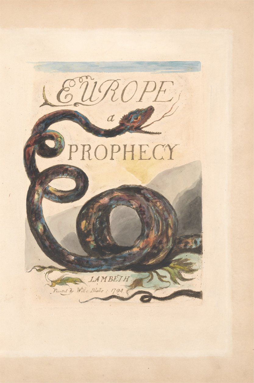 Europa. A Prophecy, Plate 2, Title Page de William Blake