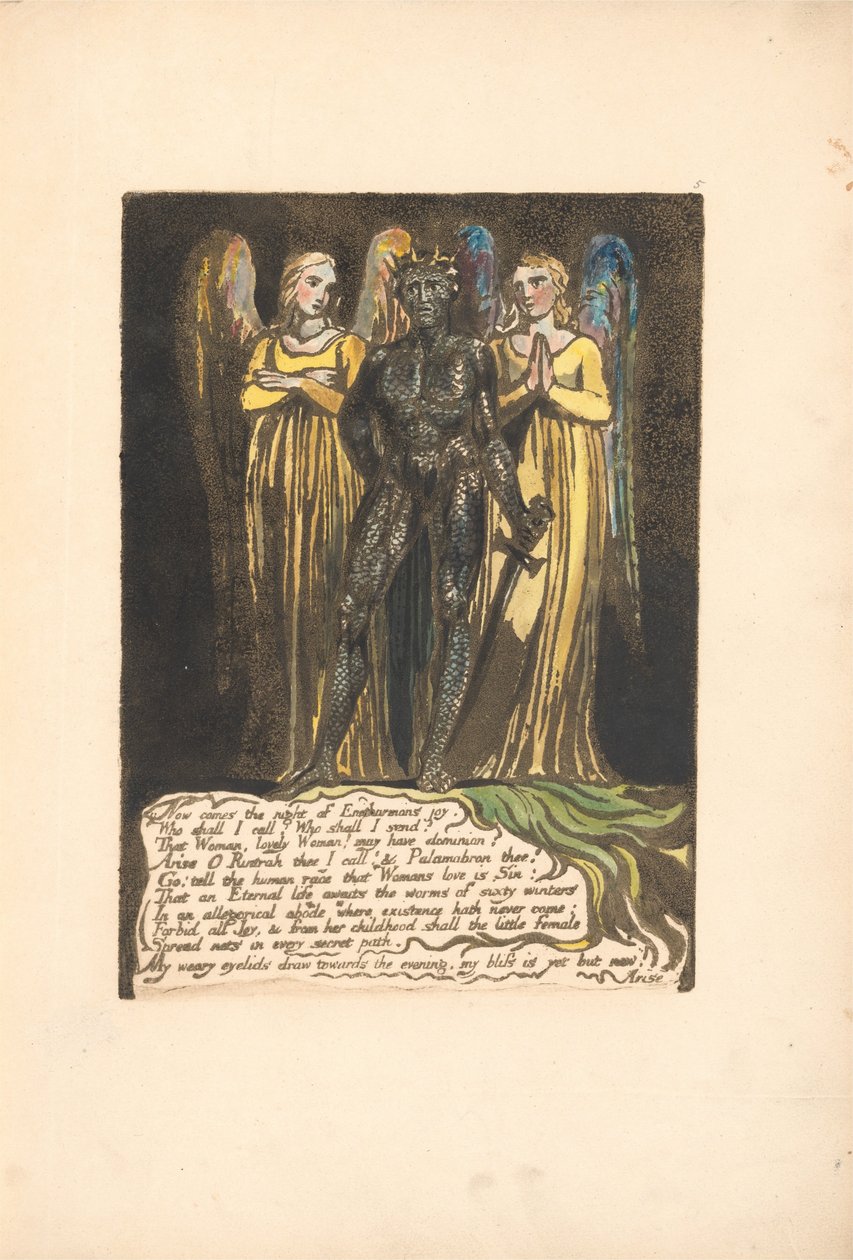Europa. Uma profecia, ilustração 7, Agora vem a noite. . . . (Bentley 8) de William Blake