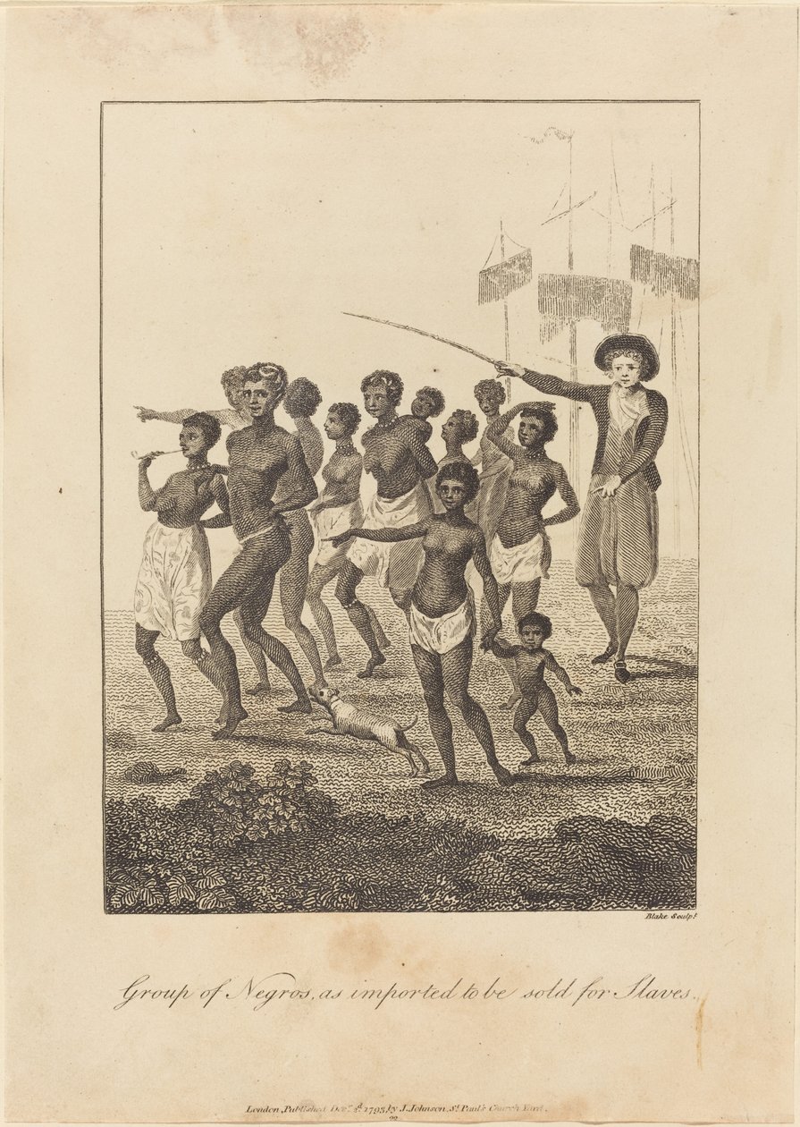 Grupo de negros, como importados para serem vendidos para escravos, 1793. de William Blake