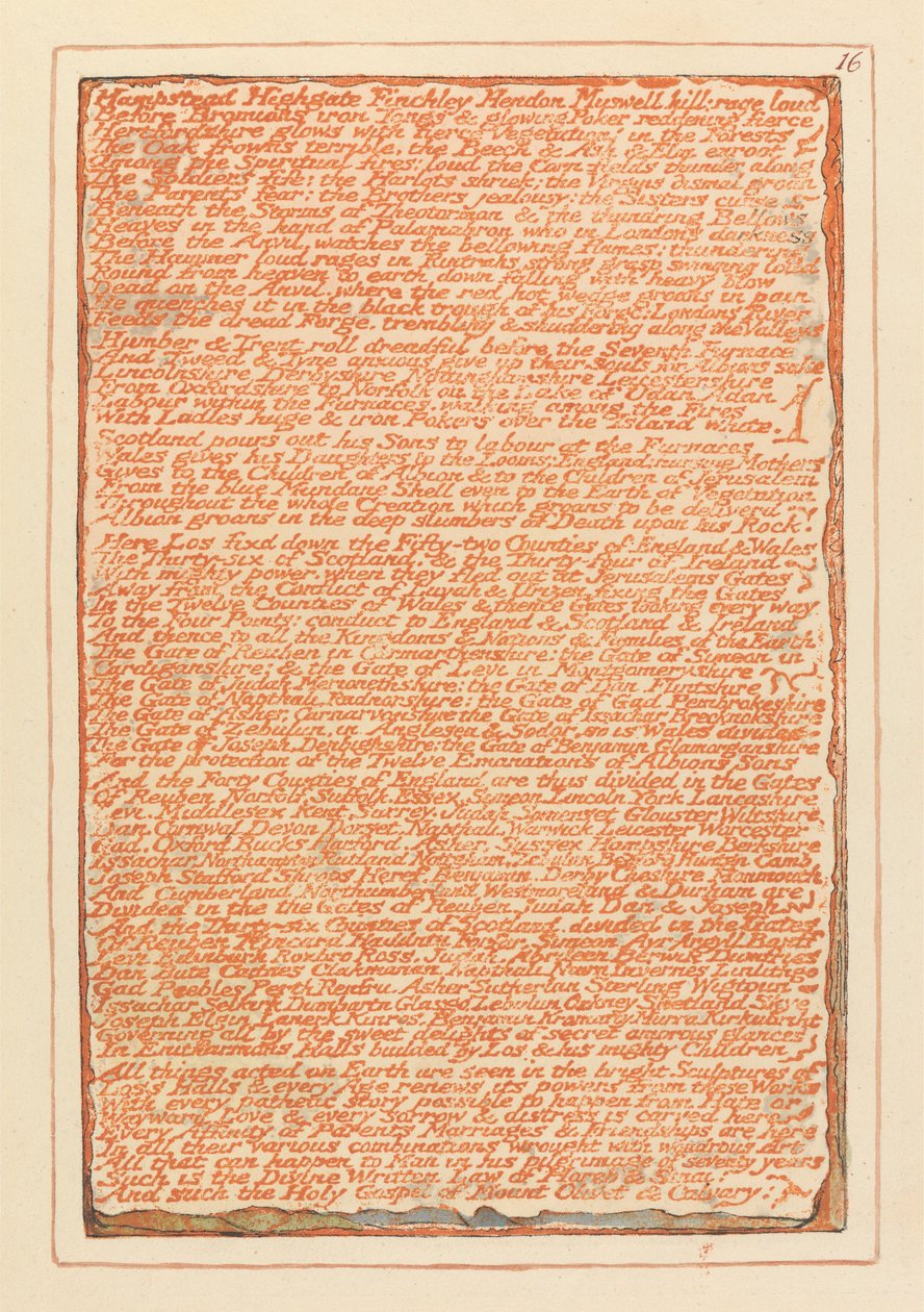 "Hampstead Highgate Finchley Hendon Muswell Hill..." (Platte 16) de William Blake