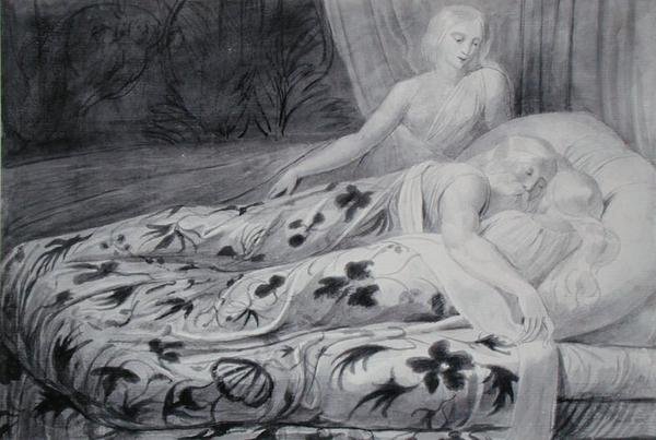 Har e Heva Asleep with Mnetha Guarding Them, ilustração de 