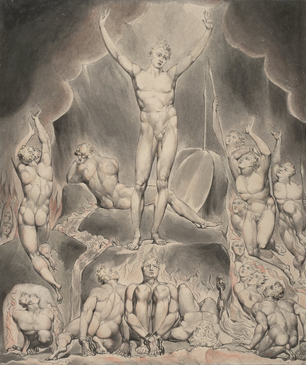 Ilustração 1 ao "Paraíso Perdido" de Milton: Satanás a chamar as suas legiões de William Blake