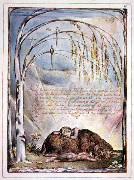 "In Thunders Ends the Voice", placa 7 de "America, a Prophecy". de William Blake
