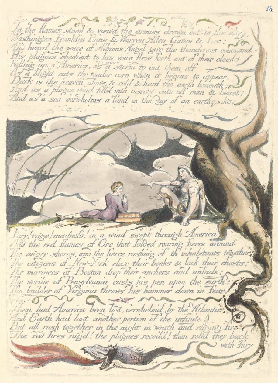 &39;Nas chamas estava ...&39;, placa 16 de &39;América: uma profecia&39; de William Blake