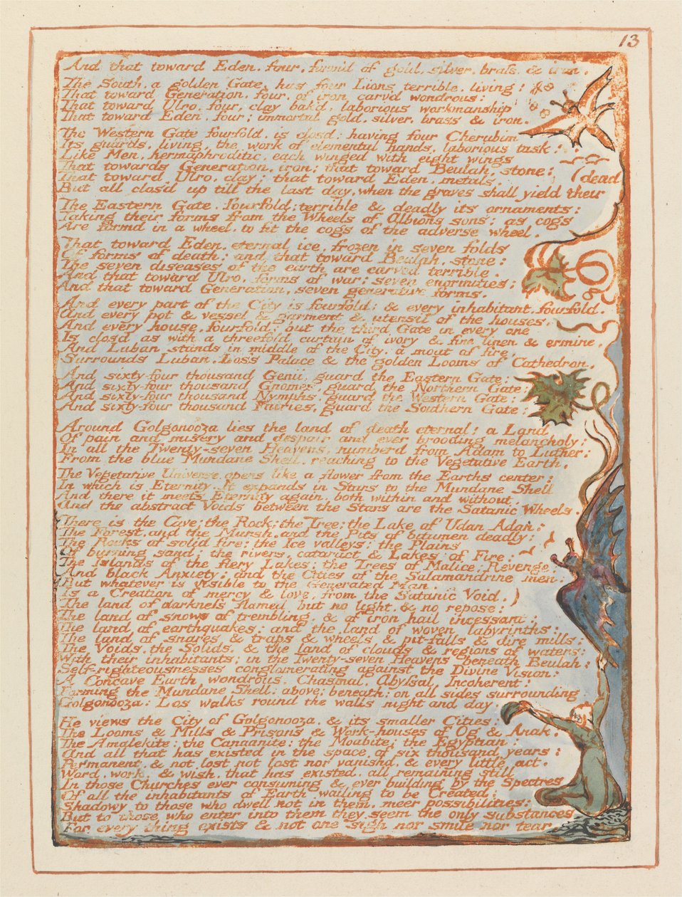 Jerusalém, ilustração 13, e em direção ao Éden .... de William Blake