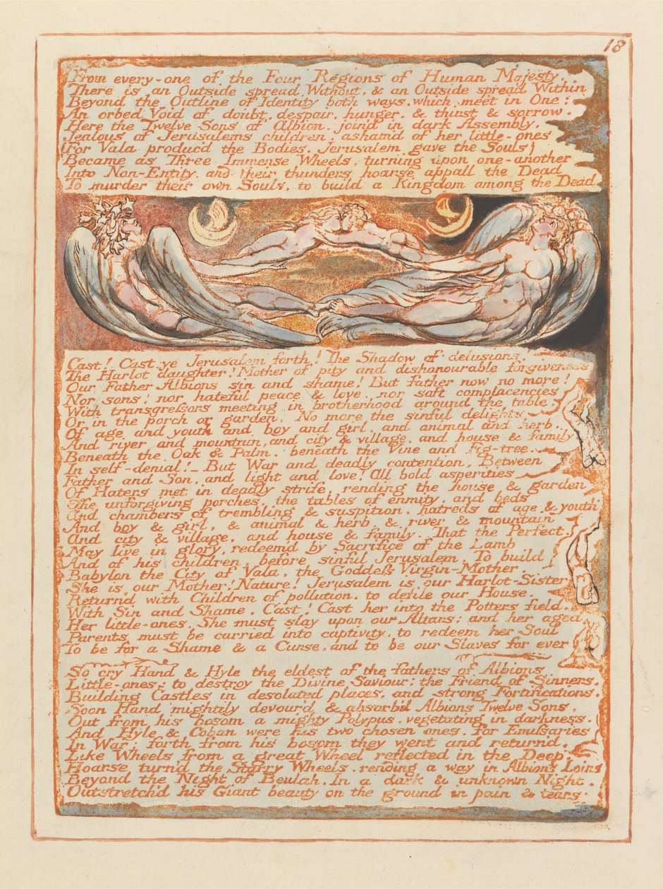 Jerusalém, ilustração 18, de cada uma das quatro regiões .... de William Blake