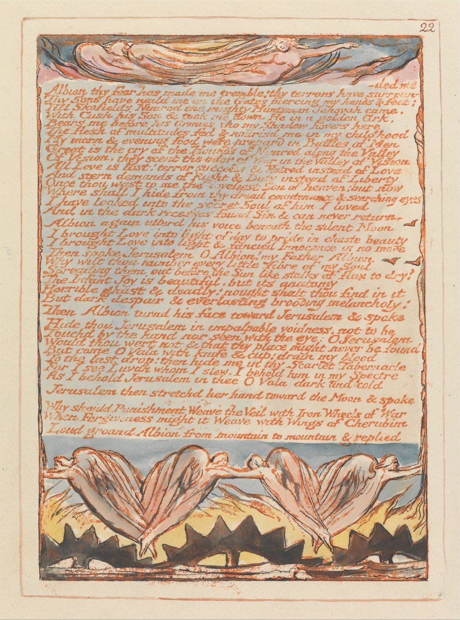 Jerusalém, ilustração 22, Albion, teu medo me fez tremer .... de William Blake