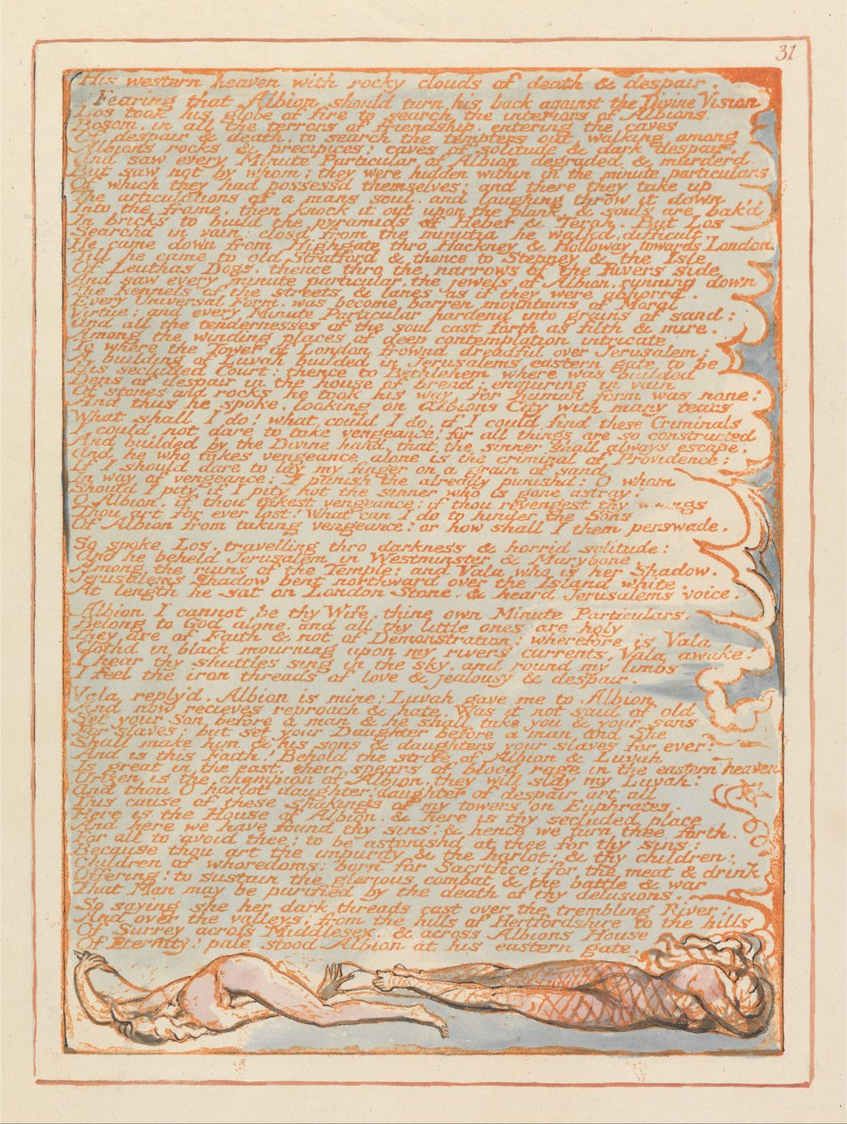 Jerusalém, ilustração 31, Seu céu ocidental .... de William Blake