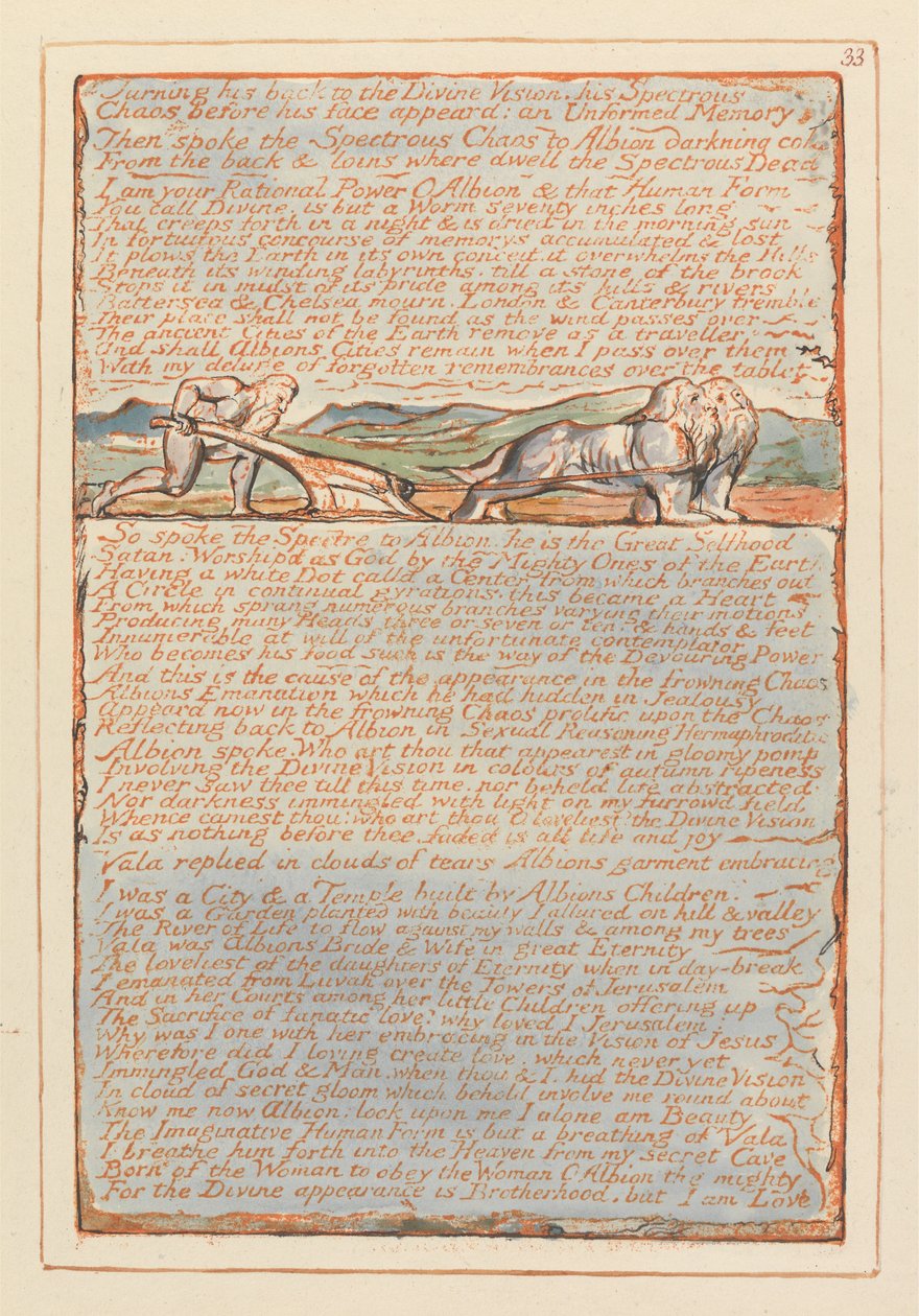 Jerusalém, ilustração 33, de costas para a visão divina .... de William Blake
