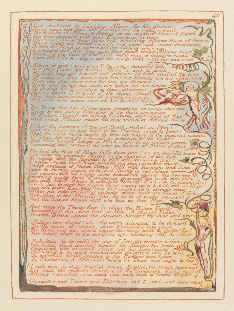 Jerusalém, Placa 40, Los estremeceu ao ver Albion .... de William Blake