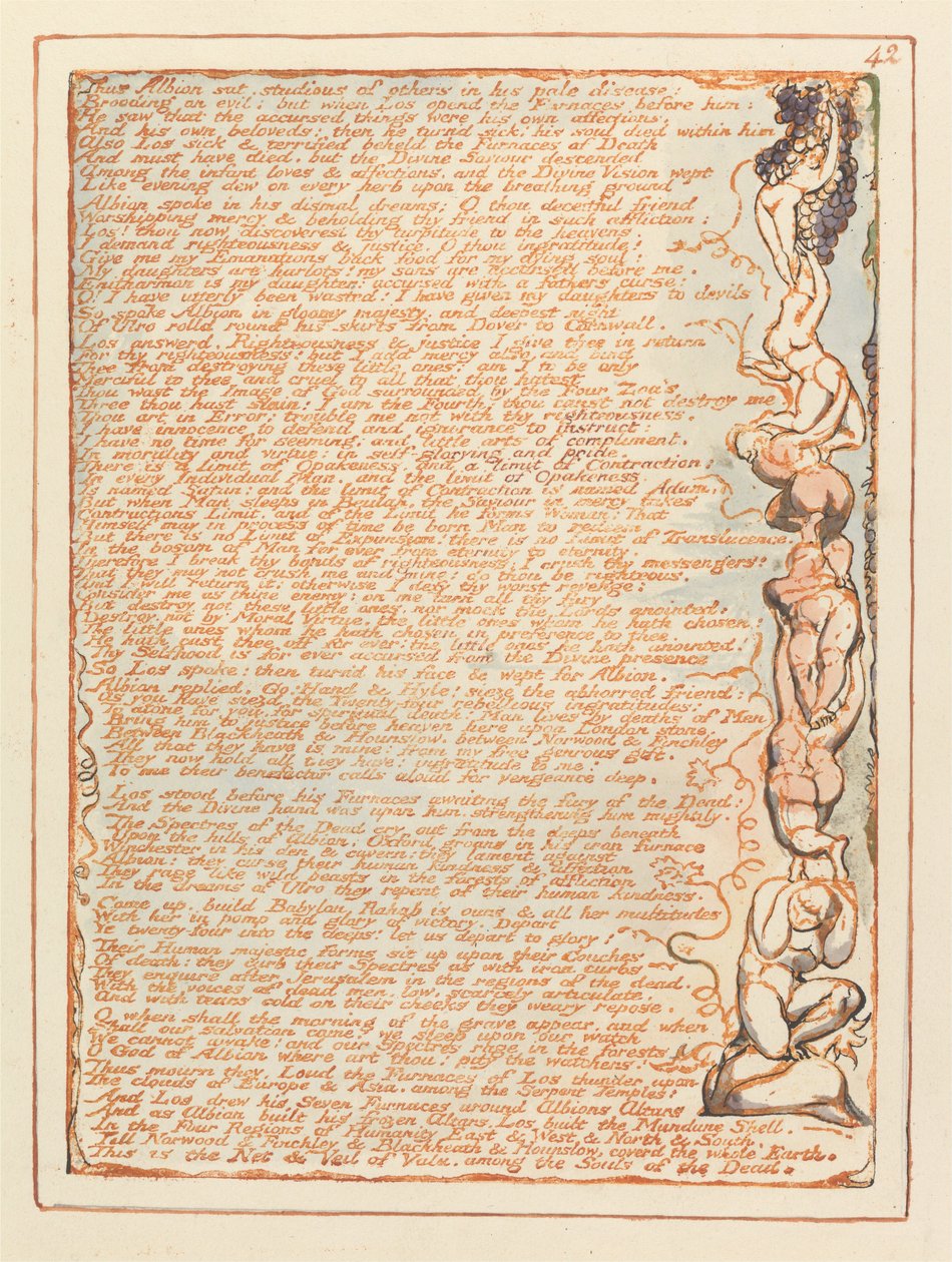 Jerusalém, Placa 42, Assim Albion sentou .... de William Blake