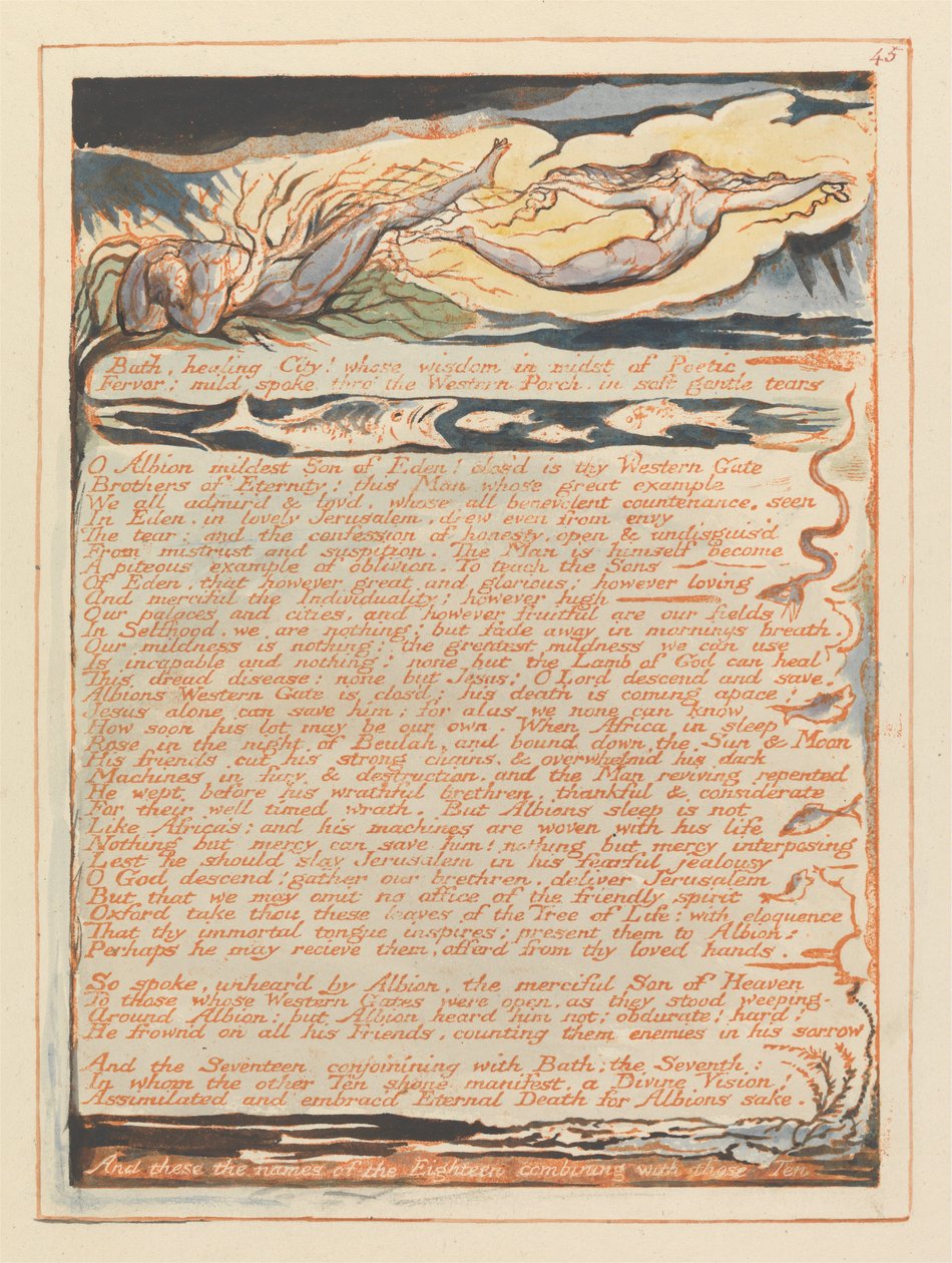 Jerusalém, ilustração 45, Banho, cidade curativa! .... de William Blake