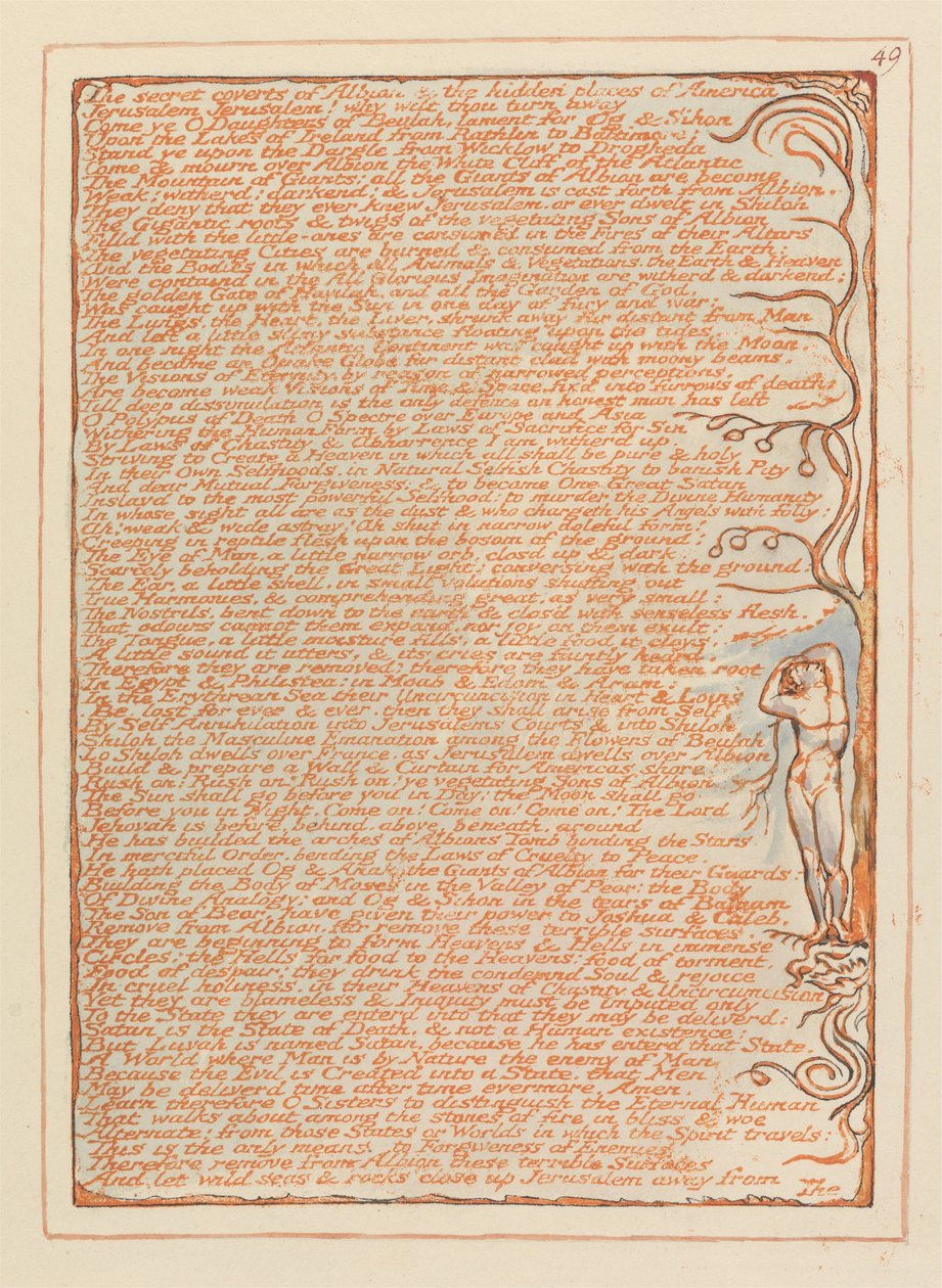 Jerusalém, Placa 49, Os abrigos secretos de Albion .... de William Blake