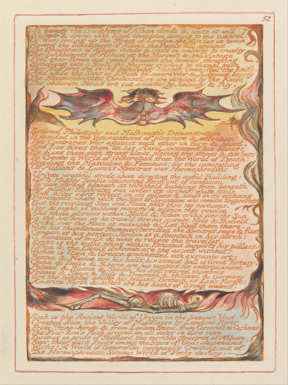 Jerusalém, Placa 58, Em beleza, as Filhas de Albion .... de William Blake