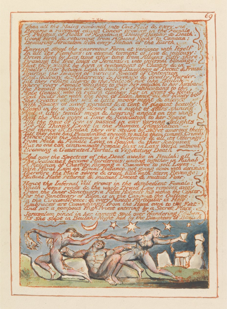Jerusalém, Placa 69, Em seguida, todos os machos .... de William Blake