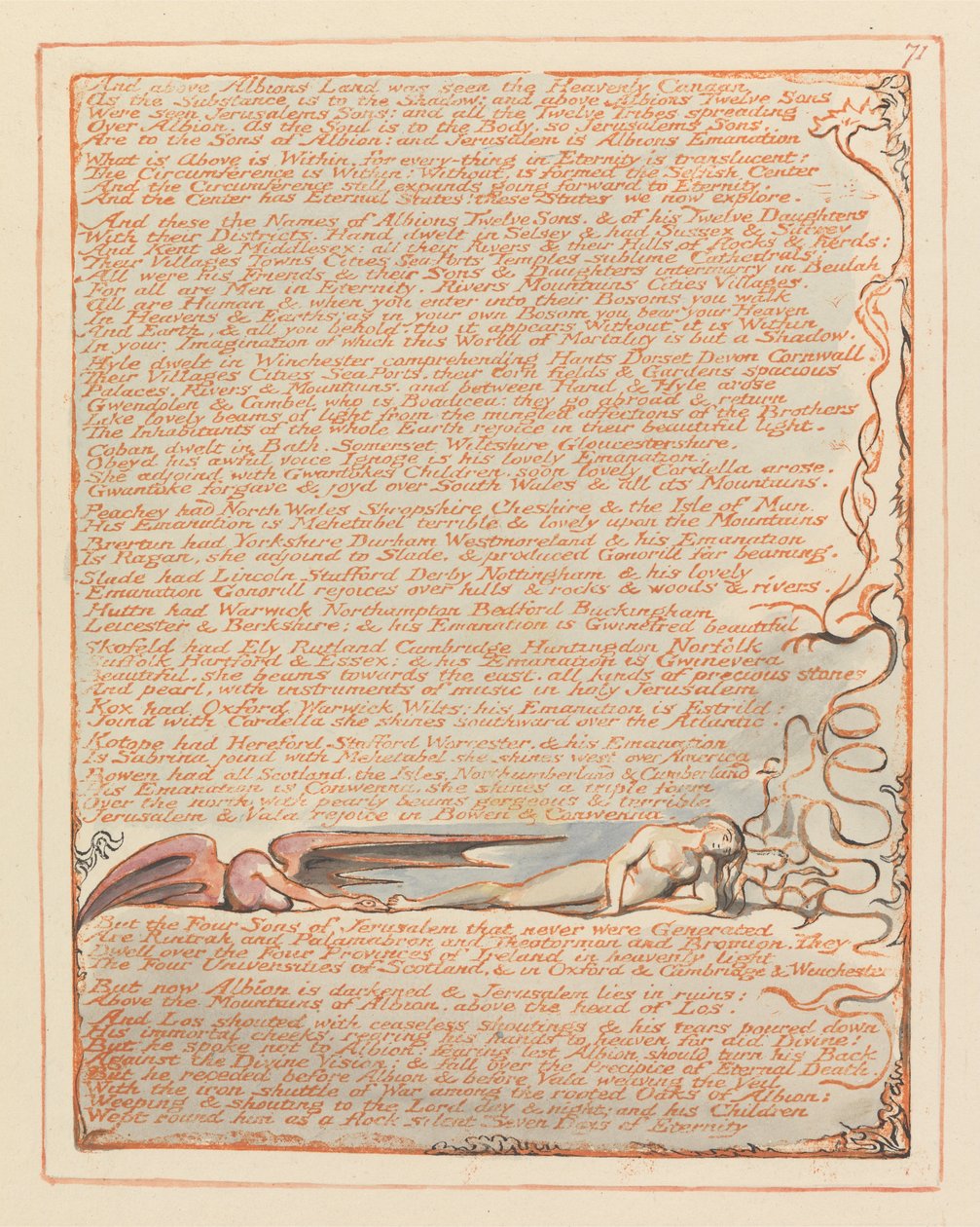 Jerusalém, Placa 71 e acima da Terra de Albions .... de William Blake