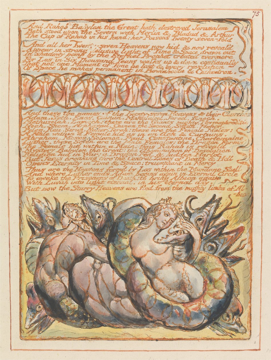 Jerusalém, ilustração 75, e Raabe Babilônia, a Grande .... de William Blake