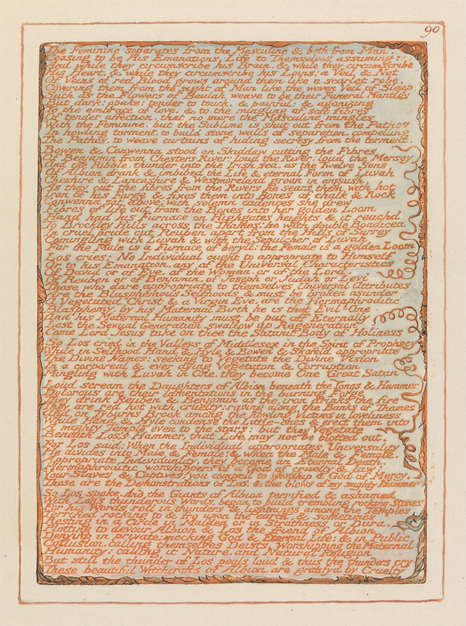 Jerusalém, Prancha 90, O Feminino separa .... de William Blake