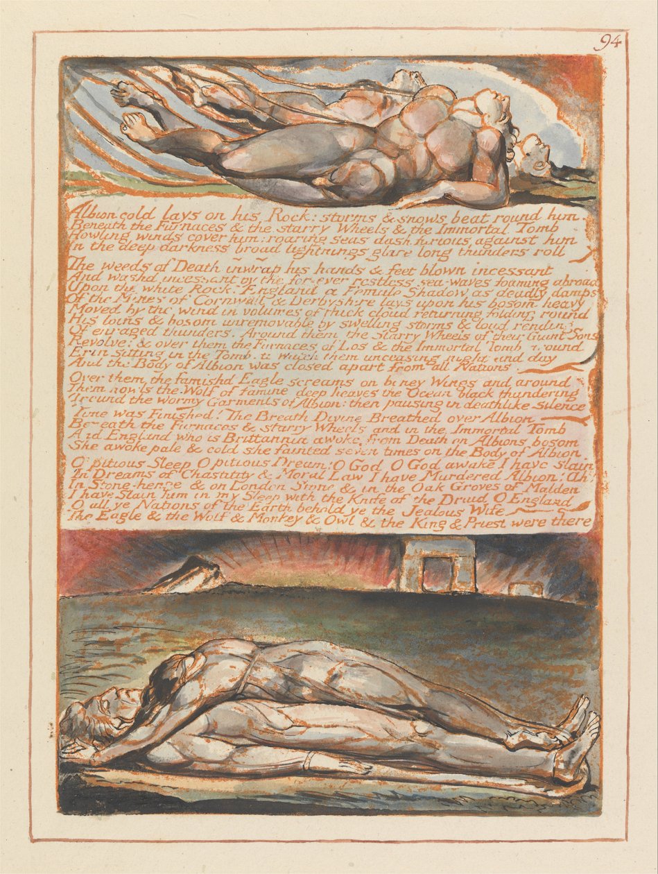 Jerusalém, Prancha 94, Albion repousa sobre sua Rocha .... de William Blake
