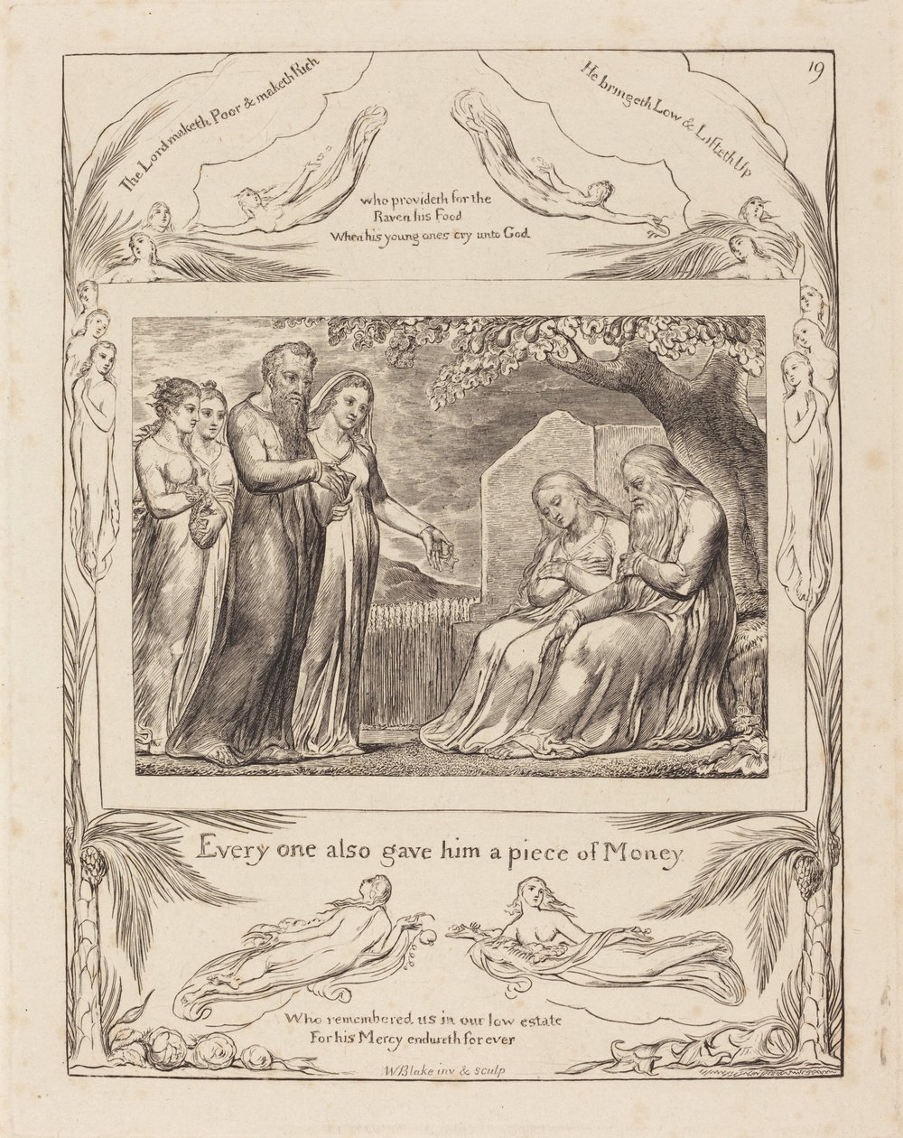 Job a aceitar caridade de William Blake