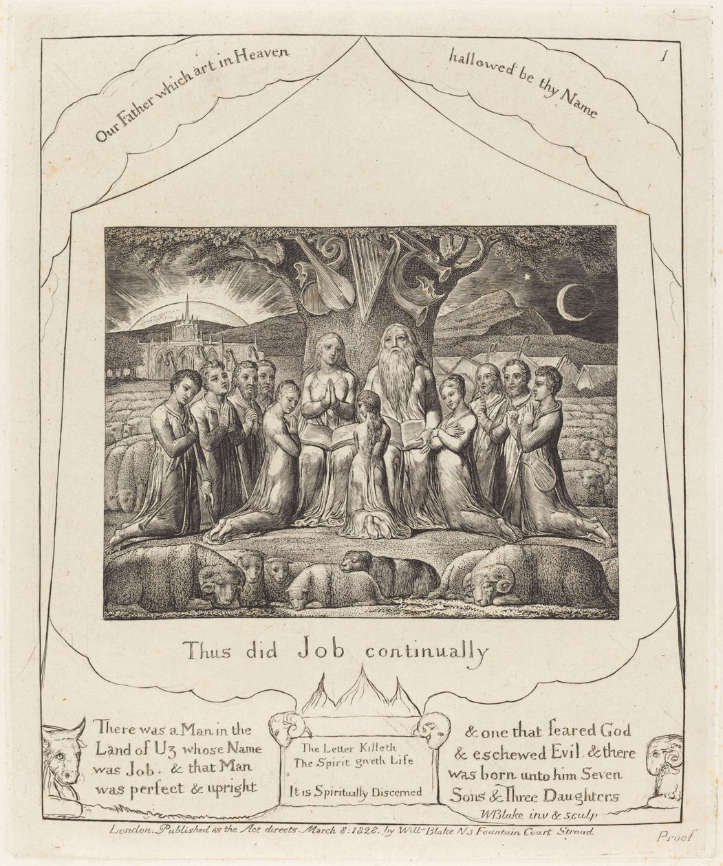 Jó e sua família de William Blake