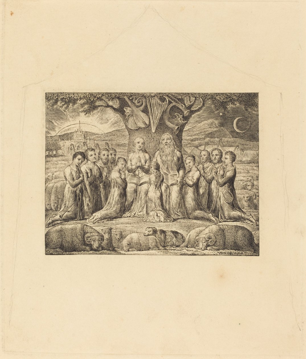 Jó e sua família de William Blake