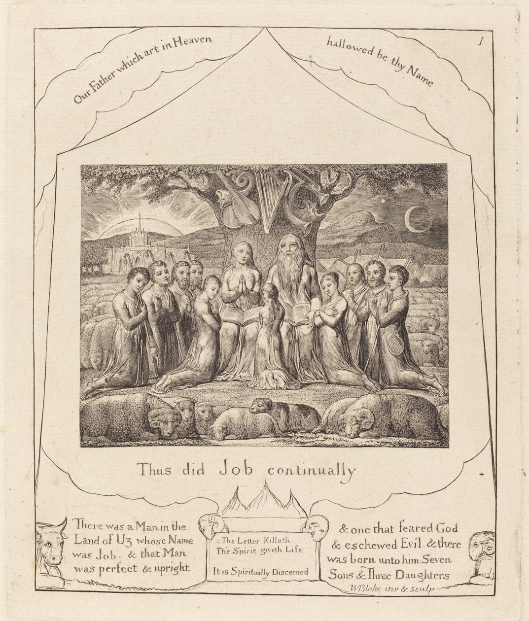 Job and His Family, 1825. de William Blake