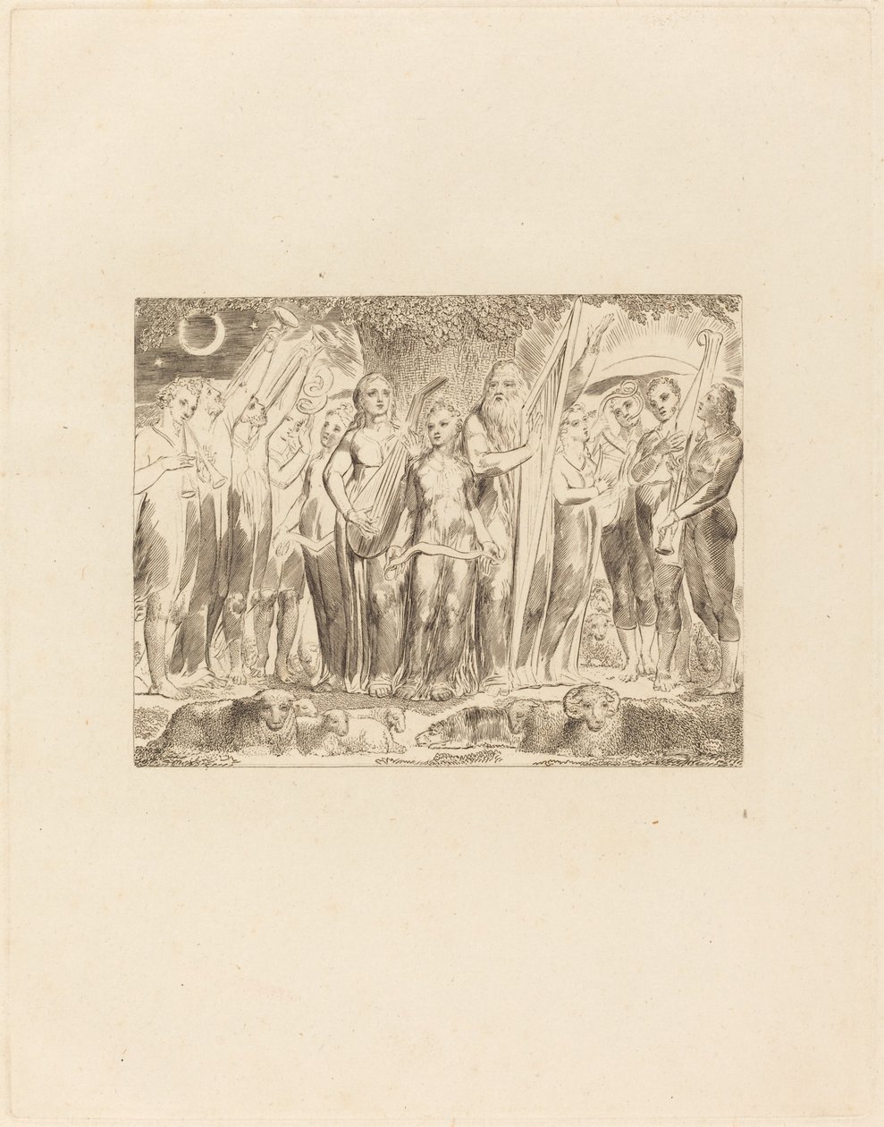 Jó e sua família restaurados à prosperidade de William Blake
