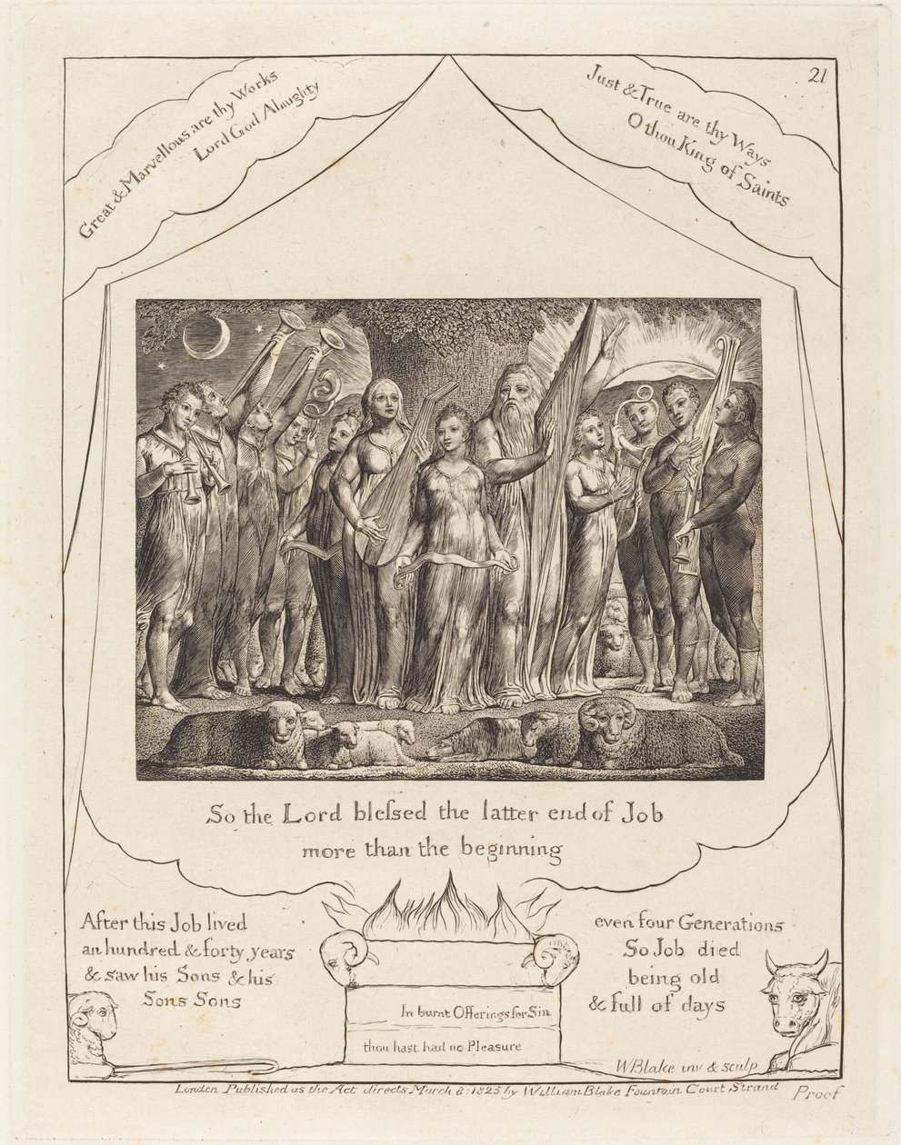 Jó e sua esposa restaurados à prosperidade de William Blake