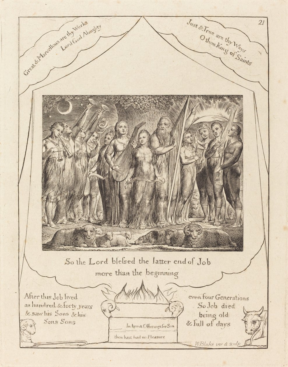 Jó e sua esposa restaurados à prosperidade de William Blake