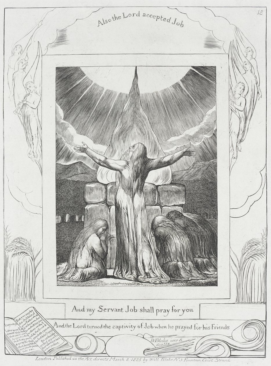 A oração de Jó foi atendida de William Blake