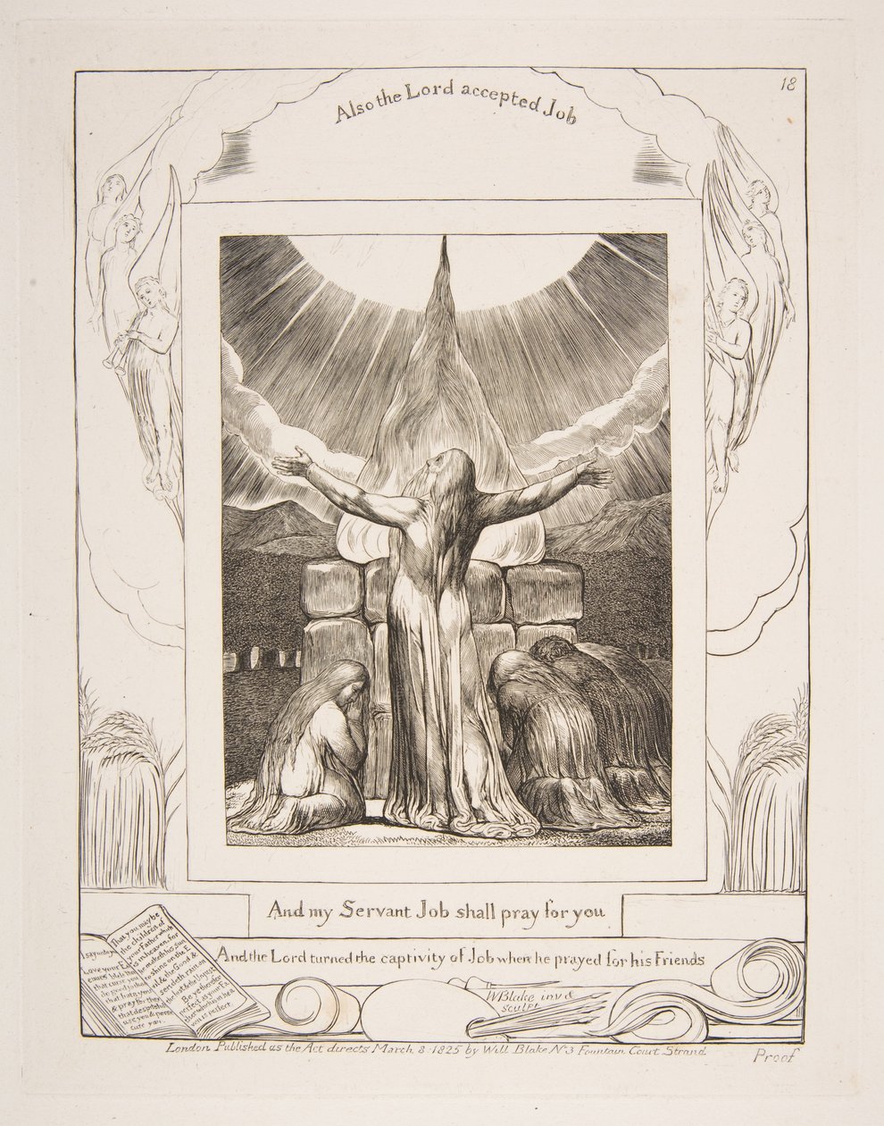 Jobs Sacrifice, de Ilustrações do Livro de Jó, 1825-26. de William Blake