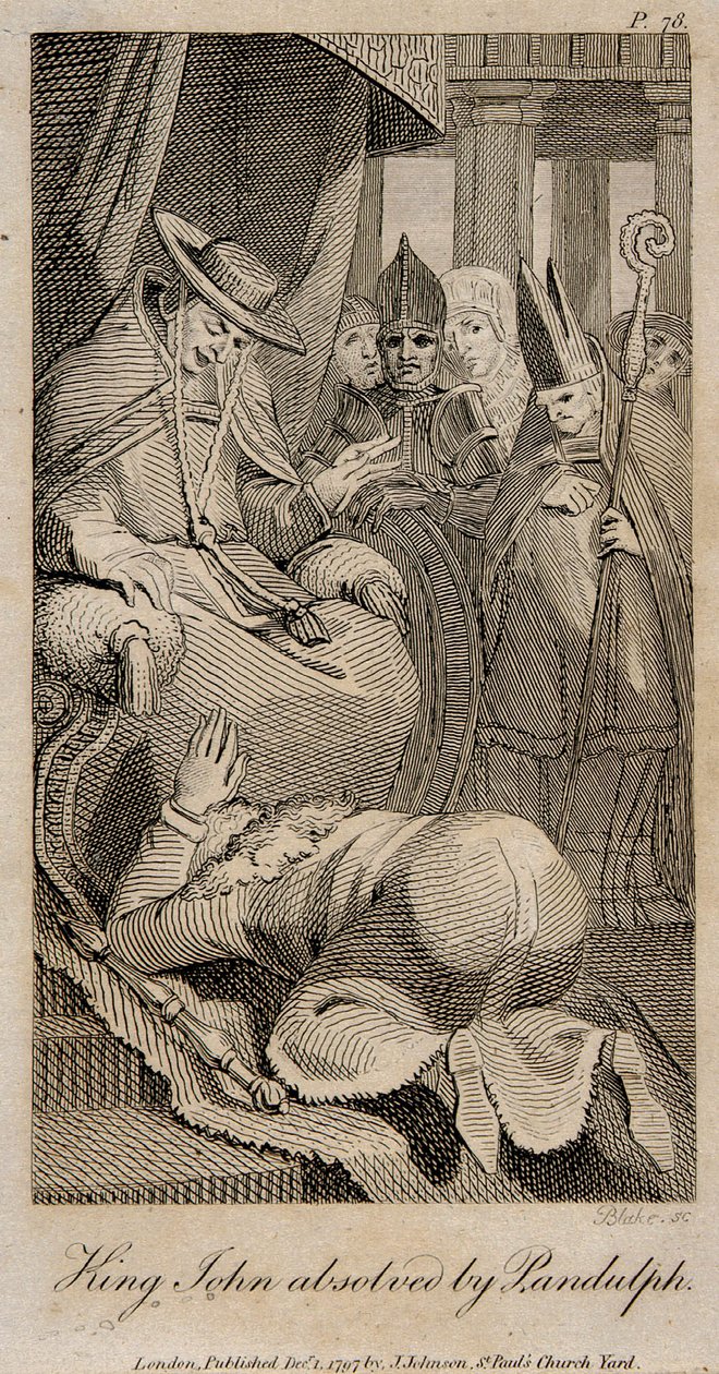 Rei João absolvido por Pandulph Depois de Henry Fuseli, 1798 de William Blake