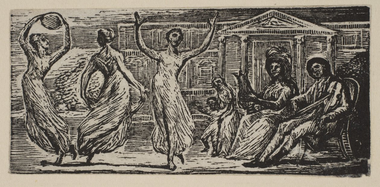 Menalcus Watching Women Dance, de Thorntons Pastorals of Virgil, 1821. de William Blake