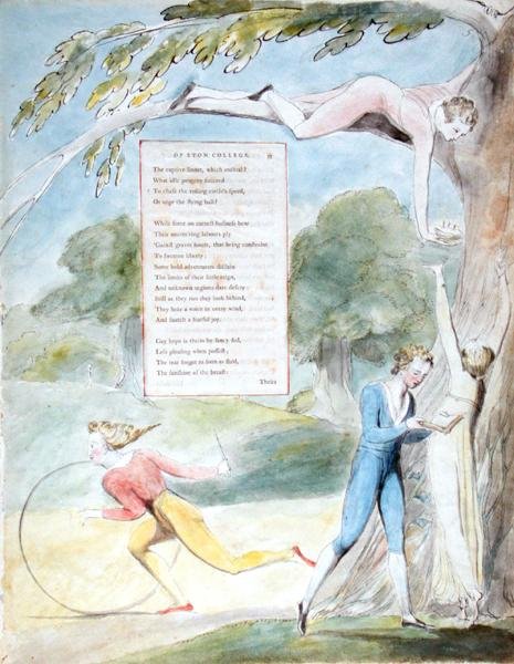 Ode on a Distant Prospect of Eton College, de &39;The Poems of Thomas Gray&39;, publicado em 1797-98 (aquarela e tinta preta sobre papel) de William Blake